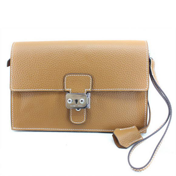 H669 Hermes Jet Pochette Pochette in pelle Clemence Camel